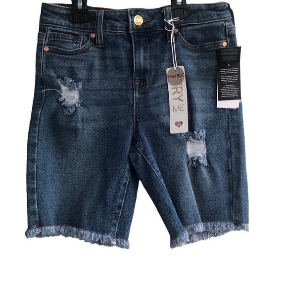 NWT CELEBRITY PINK GIRLS Blue Jeans Denim Ripped Medium Length Shorts Size: 12 - Picture 1 of 2